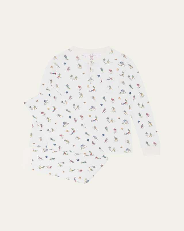 Boy's Derek Quarterback Printed Pajama Set, Size 2-10